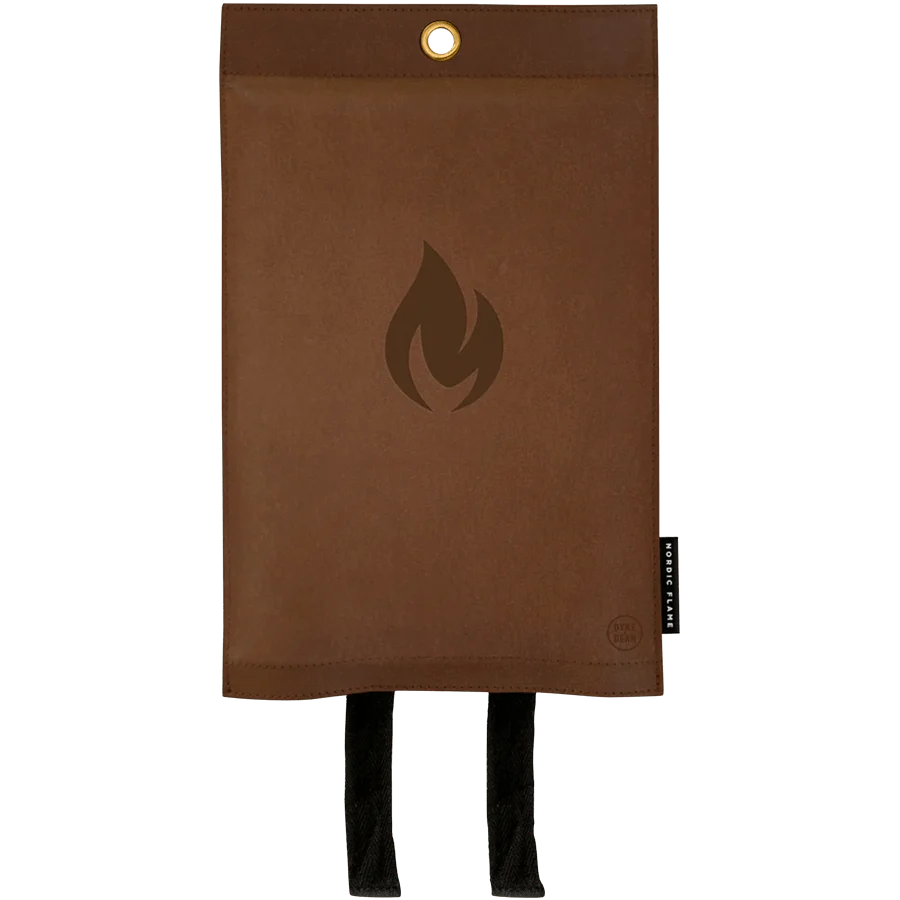 Feuerlöschdecke aus dunklem Leder