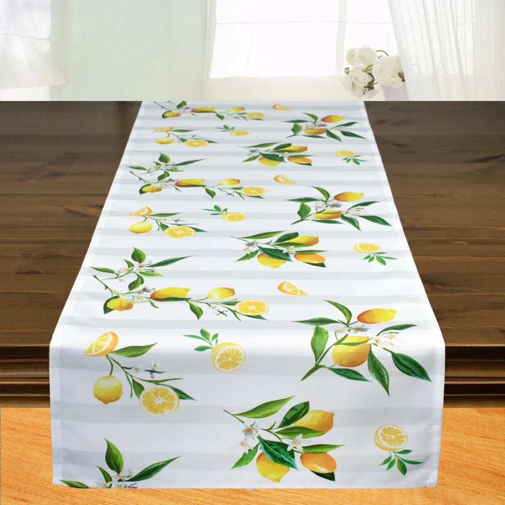 Fischer Fensterbilder Tischläufer mit Digitaldruck "Zitronen" 40x140 cm
