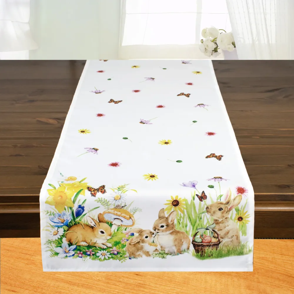 Fischer Fensterbilder Tischläufer Ostern Häschen 40x 140 cm