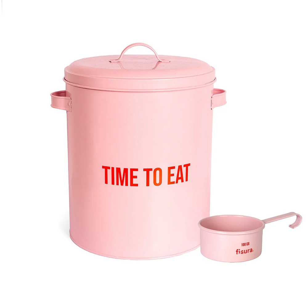 Futterdose für Haustiere „time to eat“ rosa