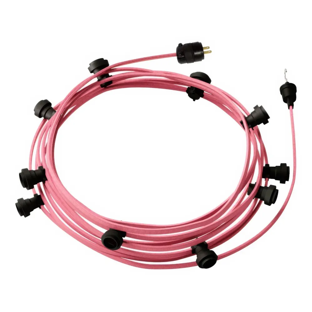 Gebrauchsfertige 40-Fuß-Lichterkette mit 5 schwarzen Fassungen, Haken und Stecker - CM16