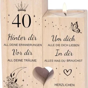 40. Geburtstag Frau Kerzenständer Holz Geschenkidee