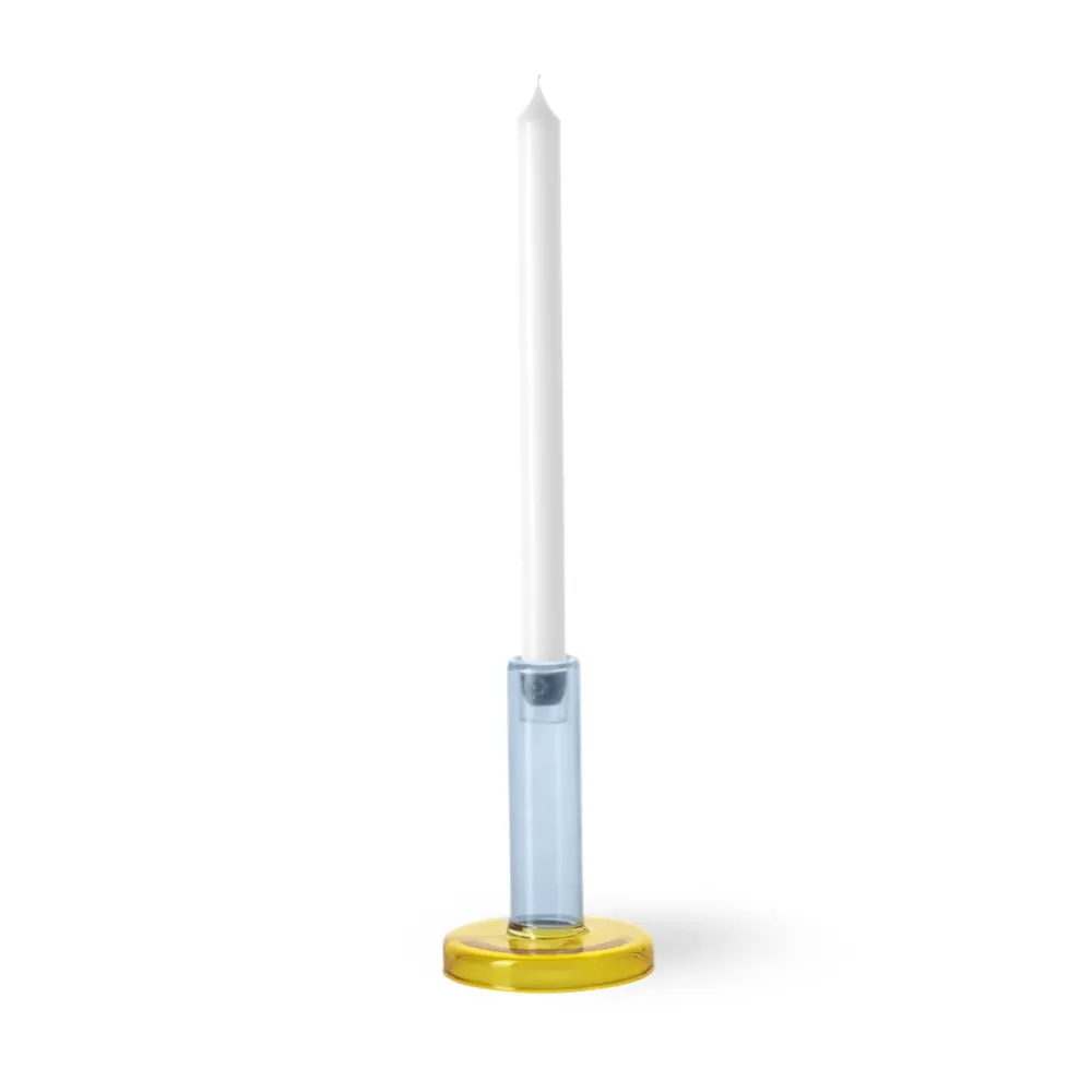 Gelber BOLE Kerzenhalter mit Blau