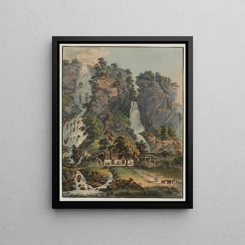 Gemälde Chutes du Dorf et Alpbach à Meyringen - Gabriel Lory L'ancien