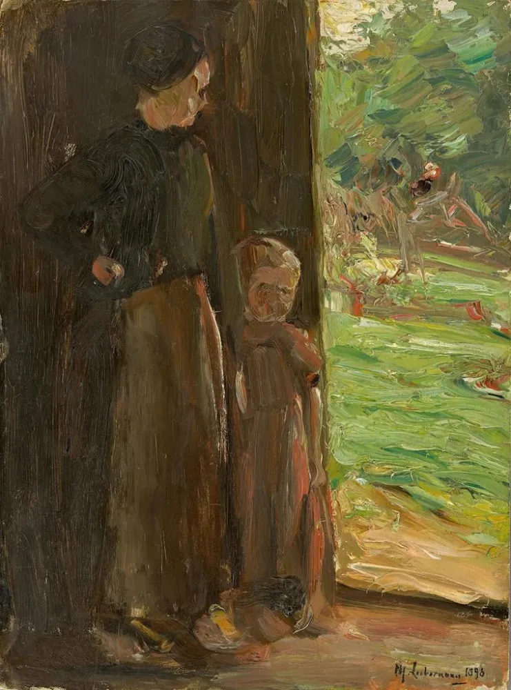 Gemälde Frau mit Kind unter dem Baum - Max Liebermann