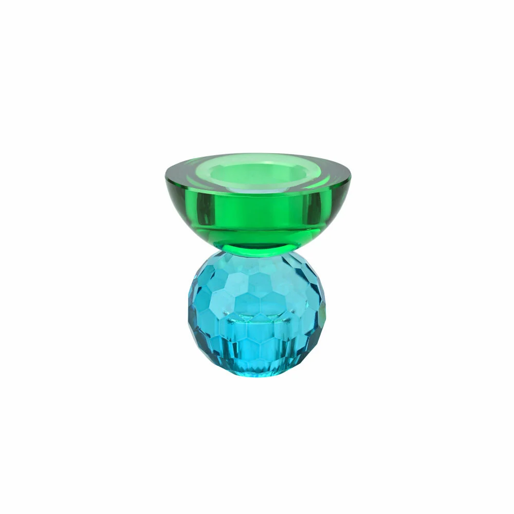 Gift Company Kerzenhalter / Teelichthalter Sari Kugel Cabochon, Kerzenständer, Glas, Blau / Grün, H 9 cm, 1163201008