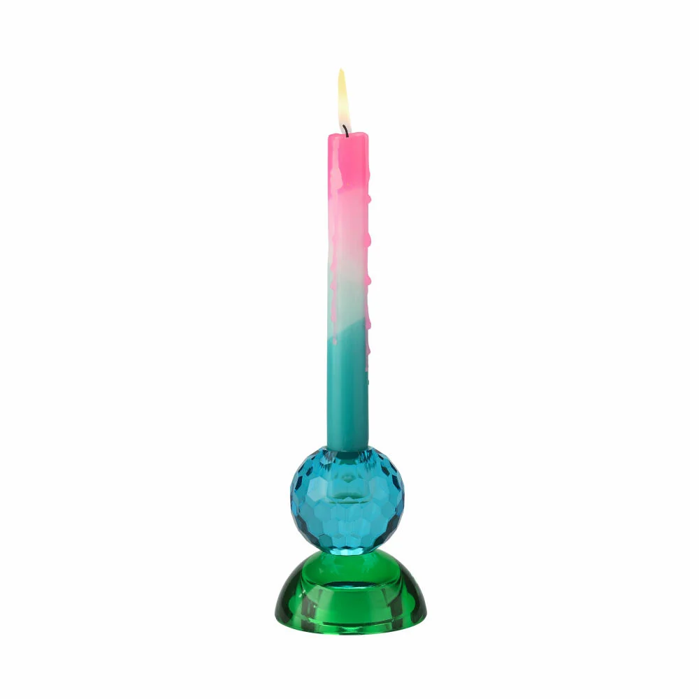 Gift Company Kerzenhalter / Teelichthalter Sari Kugel Cabochon, Kerzenständer, Glas, Blau / Grün, H 9 cm, 1163201008
