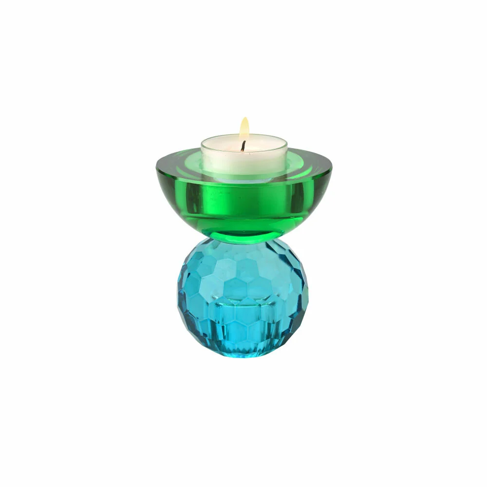 Gift Company Kerzenhalter / Teelichthalter Sari Kugel Cabochon, Kerzenständer, Glas, Blau / Grün, H 9 cm, 1163201008