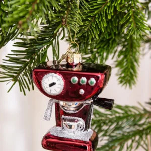 Glas-Ornament Kaffeemaschine (Rot)