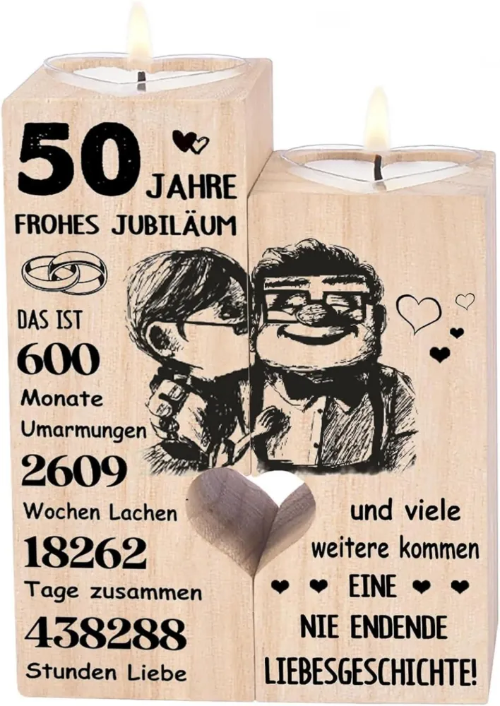 Goldene Hochzeit Kerzenständer Holz 50. Hochzeitstag