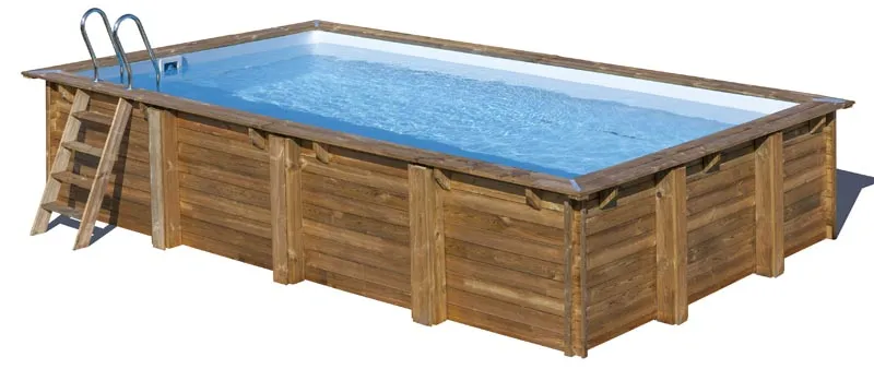 GRE Echtholzpoolset EVORA 620x420x133 cm inkl. Sommer und Winterabdeckung