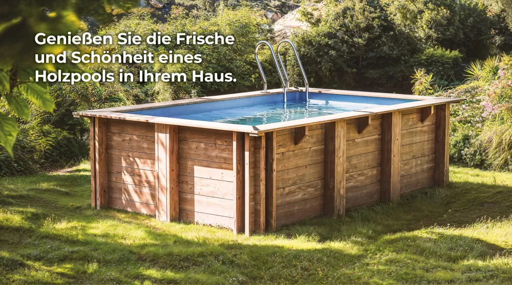GRE Echtholzpoolset EVORA 620x420x133 cm inkl. Sommer und Winterabdeckung