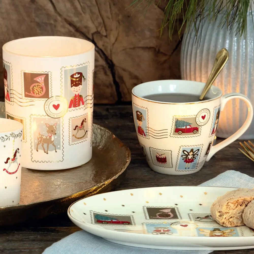 GreenGate - Xmas letter Kerzenhalter mittel White