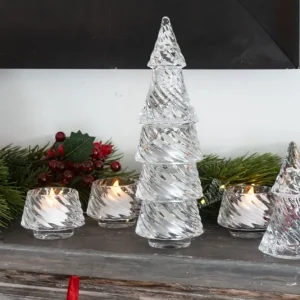 Großer abnehmbarer Kerzenhalter aus Glas mit transparentem Baum-Design