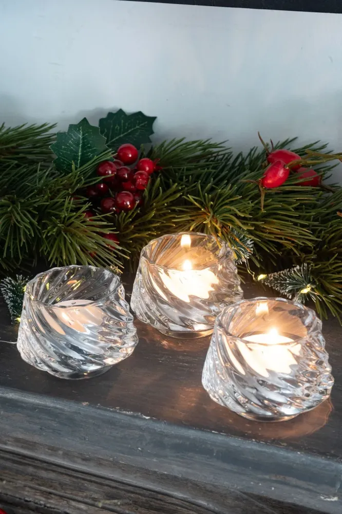 Großer abnehmbarer Kerzenhalter aus Glas mit transparentem Baum-Design