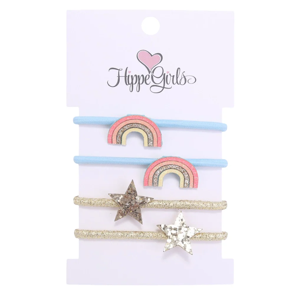 Haargummis: Regenbogen und Sterne