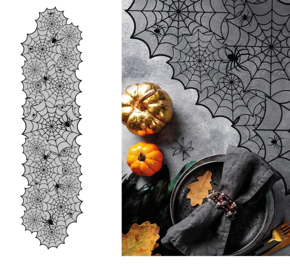 Halloween Tischläufer Spinnennetz 1,83m
