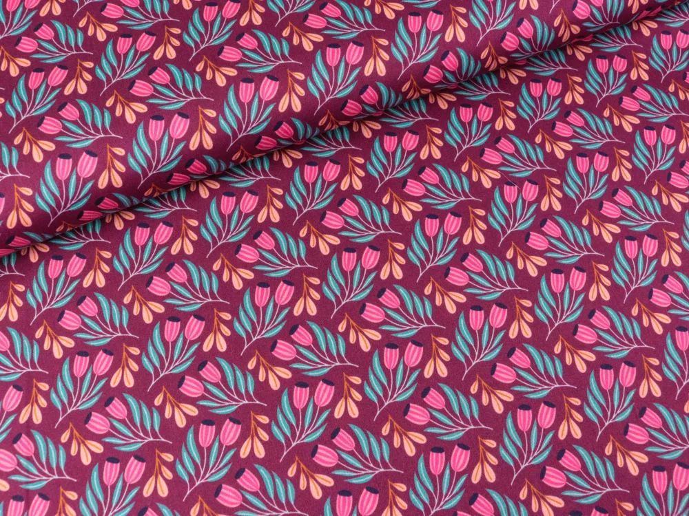 Hamburger Liebe New Cotton Satin Webware Glossy Petit Calyx helles Bordeaux-bunt