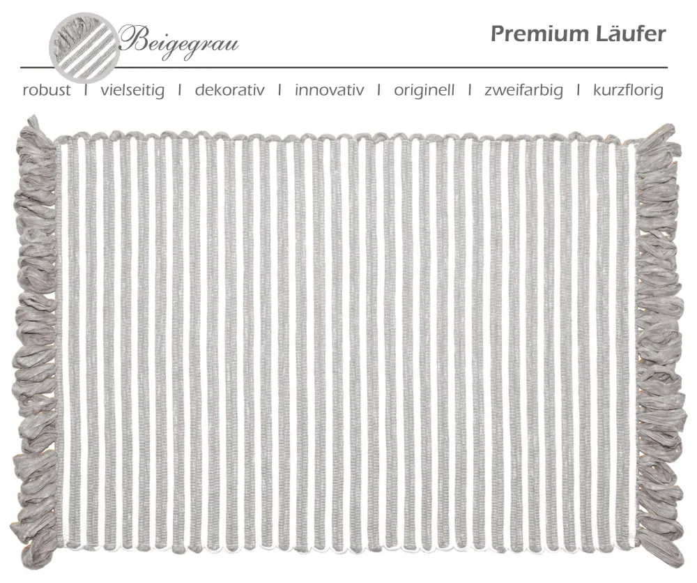 Handmade Läufer 50x70 cm Grau - Beige