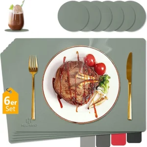 HELI MIAO Tischsets Platzsets Abwaschbar Leder 6er Set