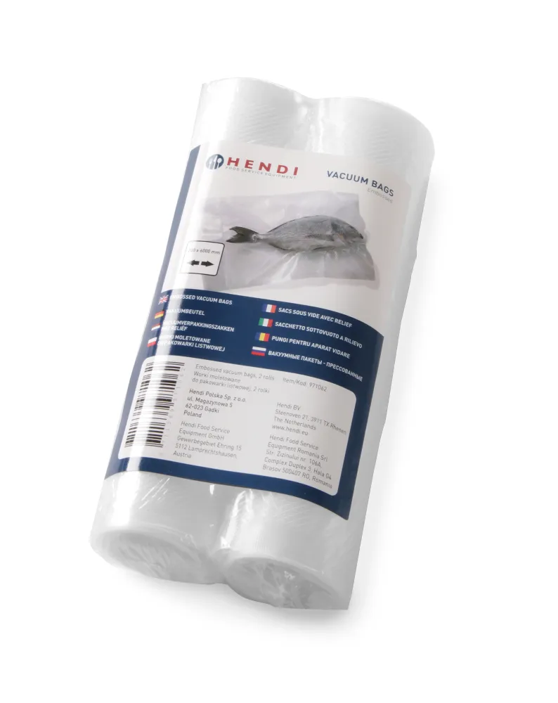 Hendi Vakuumbeutel mit geprägtem Siegel auf einer Rolle – Sous Vide Beutel – 28 x 600 cm – Passend für FoodSaver Vakuumier...