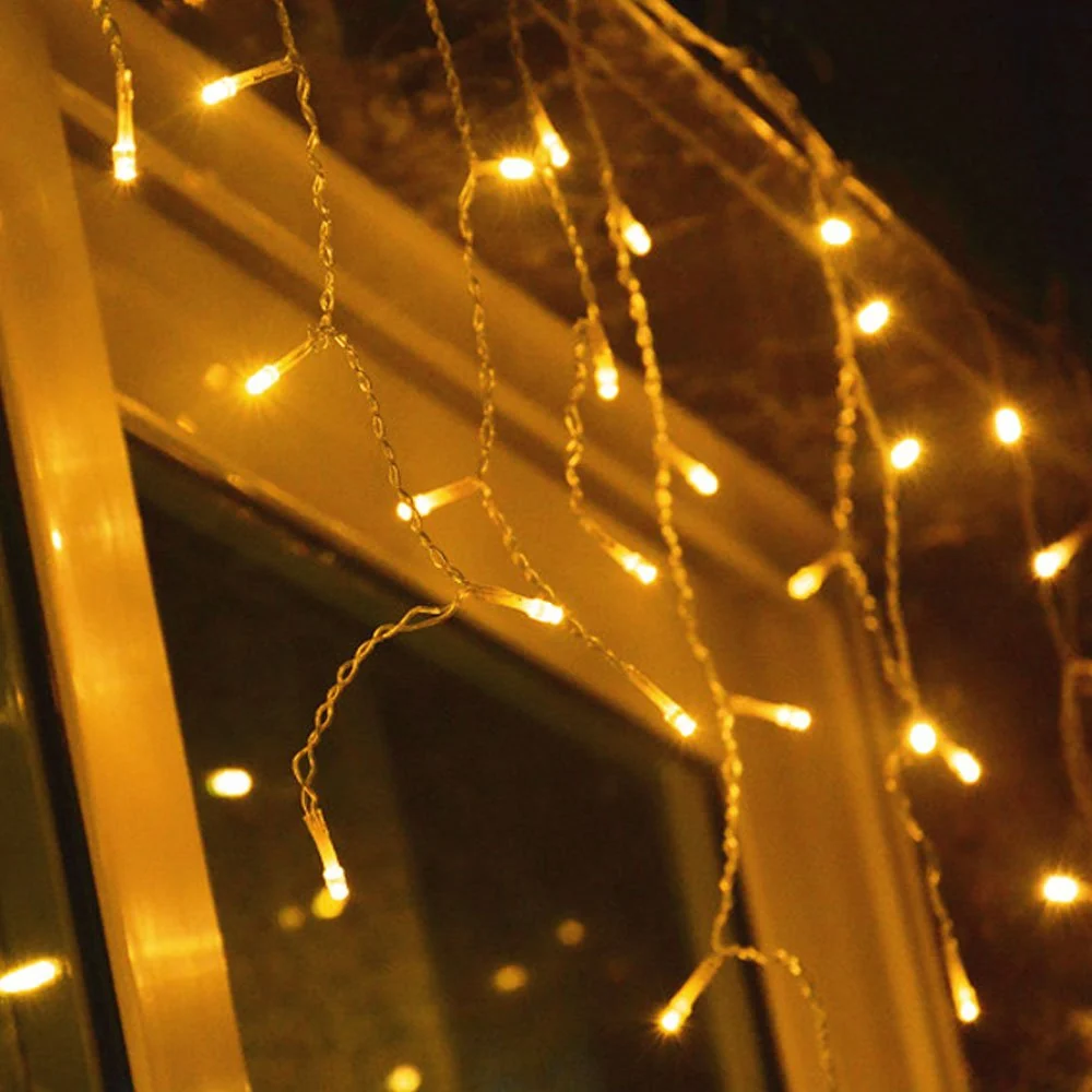 HENGDA 10m 200 LED Eisregen Lichternetz Warmweiß Lichterkette Wasserdicht