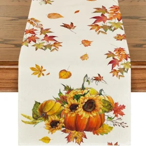 Herbst Tischläufer Kürbisse Ahornblätter Sonnenblumen 40x100