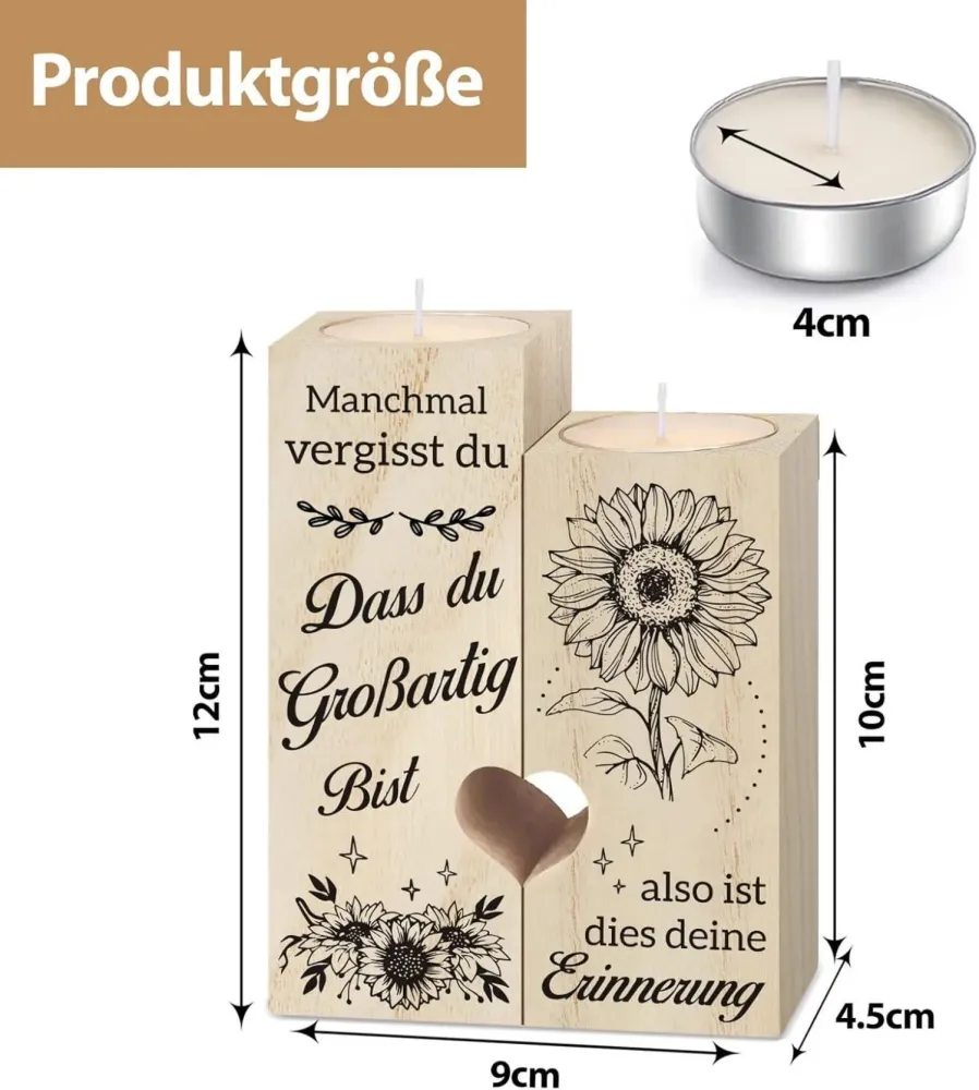 Herzförmiger Kerzenhalter 12x9 cm Geschenkidee Freundin