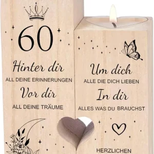 Herzförmiger Kerzenhalter 60. Geburtstag Deko Geschenk für