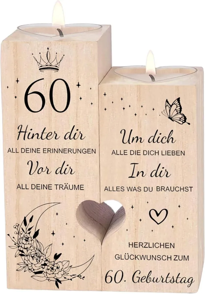 Herzförmiger Kerzenhalter 60. Geburtstag Deko Geschenk für