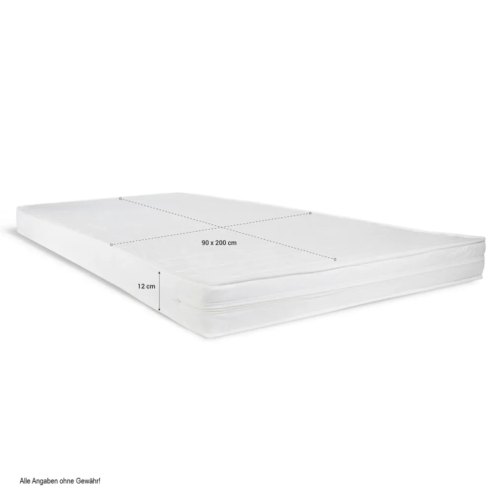 Hochbett mit Matratze 90x200 cm Grau Leiter Vorhang Sterne Jugendbett Lattenrost