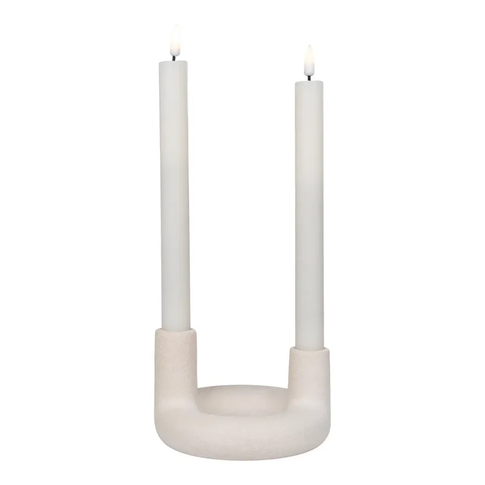 House Nordic - Kerzenhalter - Kerzenhalter, Keramik, beige, ø13x8,5 cm