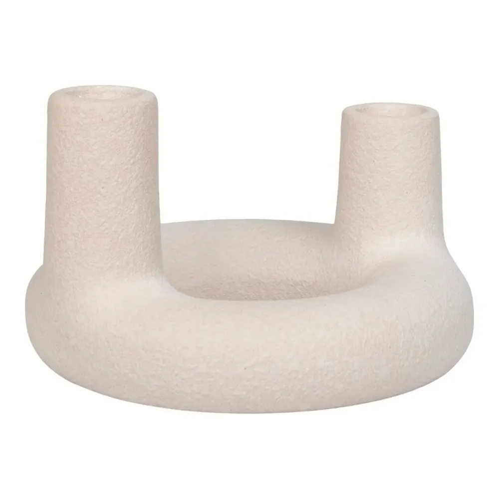House Nordic - Kerzenhalter - Kerzenhalter, Keramik, beige, ø13x8,5 cm