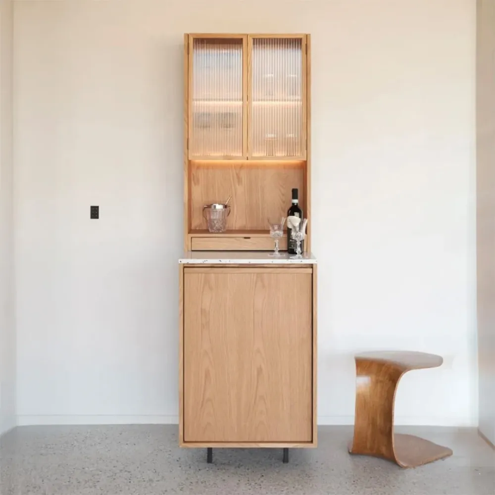 Igor Weinkühlschrank 60 x 195 cm – Eiche Terrazzo – schwarzes Bein
