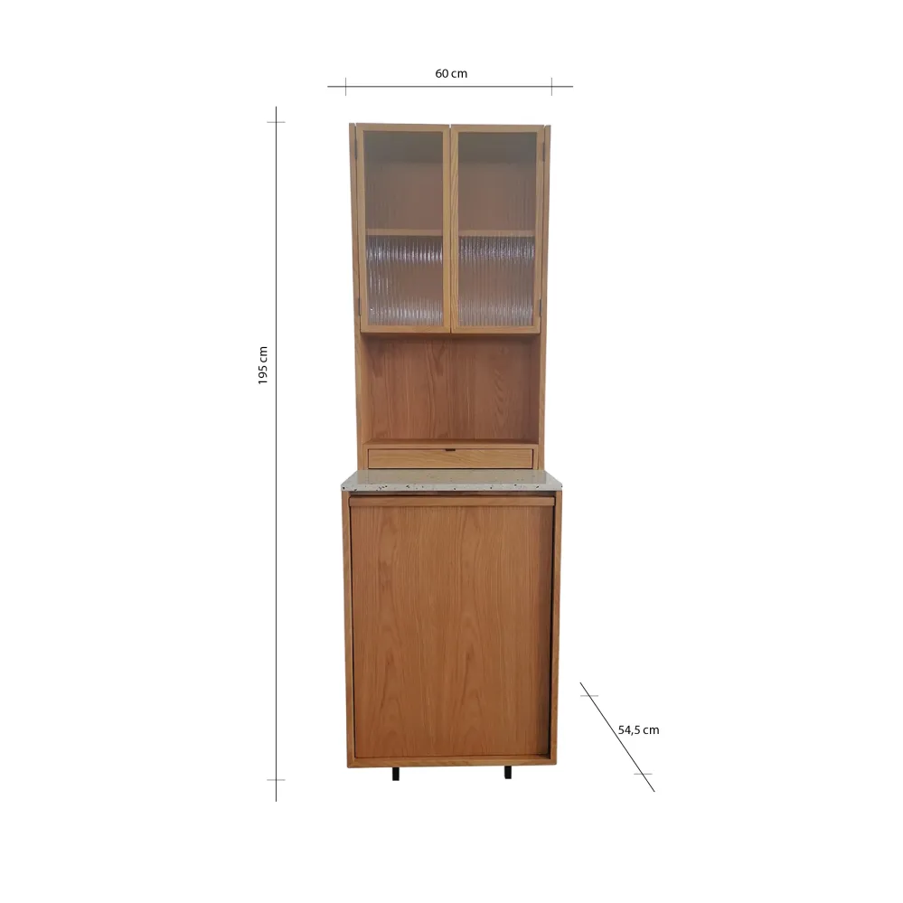 Igor Weinkühlschrank 60 x 195 cm – Eiche Terrazzo – schwarzes Bein