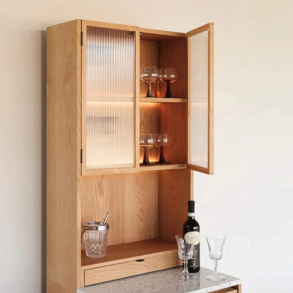 Igor Weinkühlschrank 60 x 195 cm – Eiche Terrazzo – schwarzes Bein