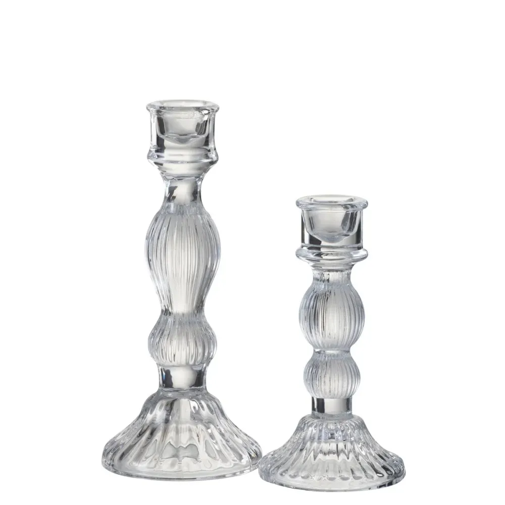 J-Line - Kerzenständer Kugel - Glas - Transparent - Groß