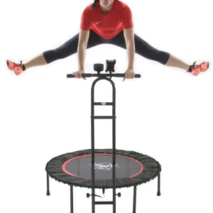JOKA Fit Fitnesstrampolin 2.0, Ø 110 cm, mit abnehmbarer Haltestange, inkl. Workout-DVD