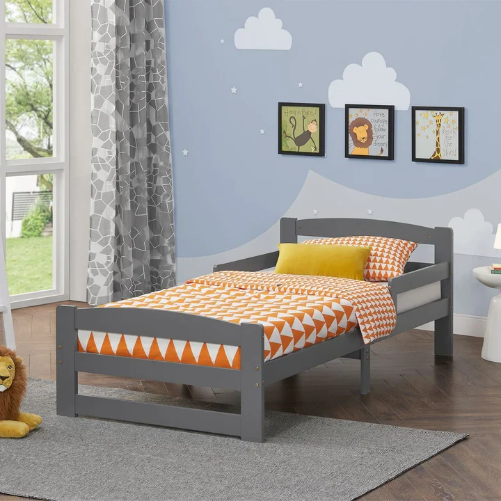 Jugendbett 90 x 200 cm Holzbett Arona mit Lattenrost Grau