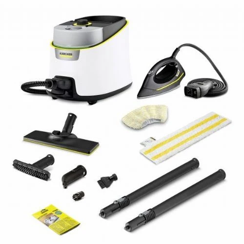 Karcher SC 4 Deluxe Iron Dampfreiniger, 2.250 W, mit EasyFix Bodenreinigungsset und Dampfbügeleisen, weiß/schwarz