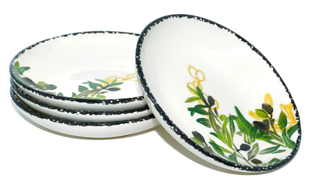 Keramik Suppenteller tief Olive, Teller für Suppe rund 19 cm Ø
