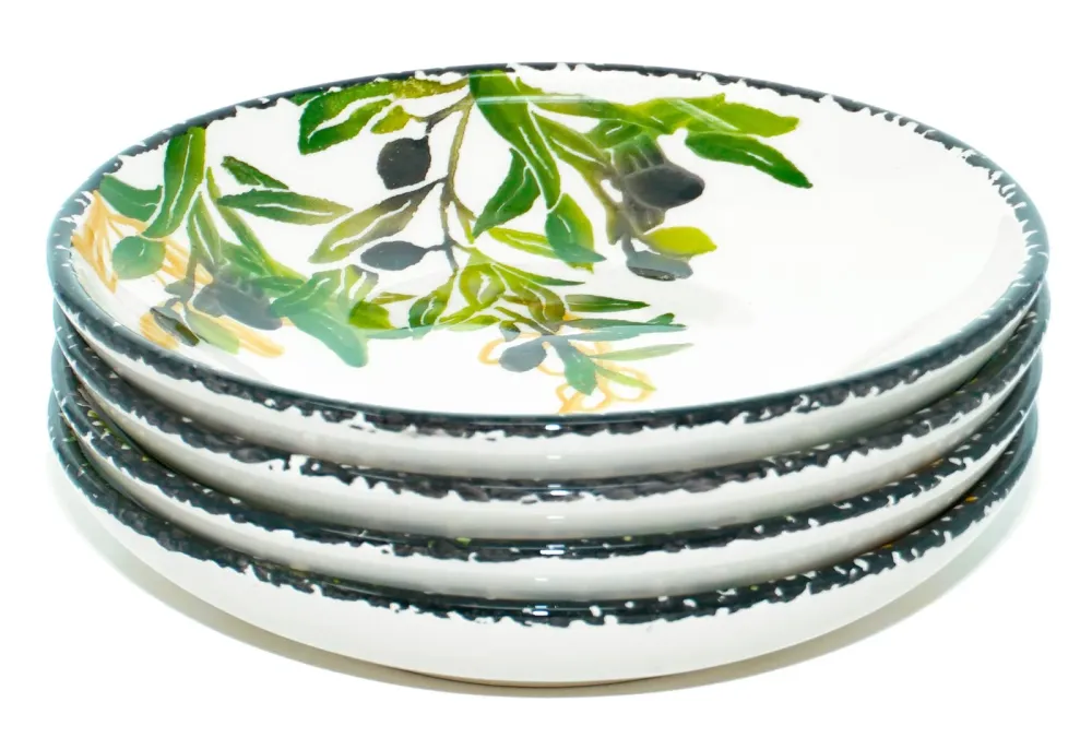 Keramik Suppenteller tief Olive, Teller für Suppe rund 19 cm Ø