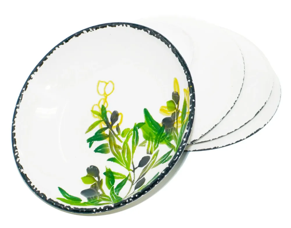 Keramik Suppenteller tief Olive, Teller für Suppe rund 19 cm Ø