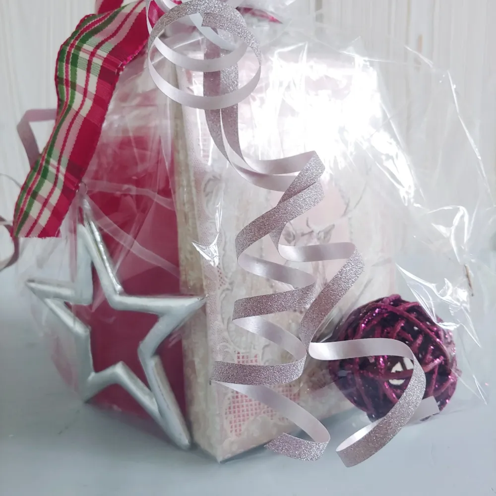 Kerzengeschenk Stumpenkerze pink mit Stern