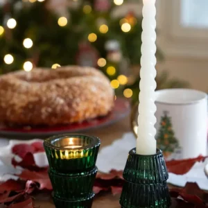 Kerzenhalter aus Glas im grünen Baum-Design