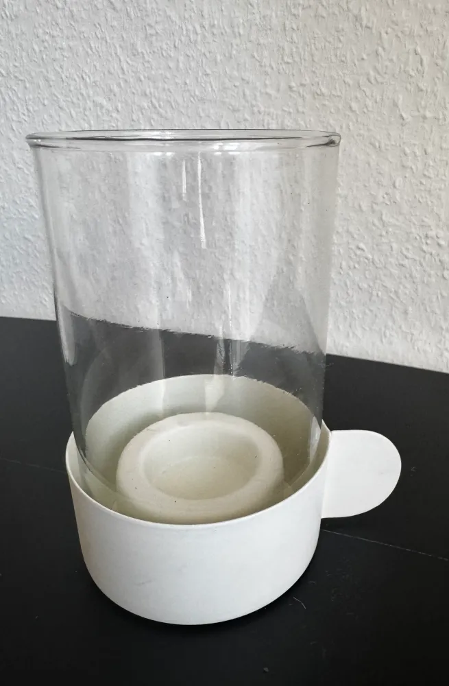 Kerzenhalter aus Glas & Metall vintage Charme Cremeweiß von Exner