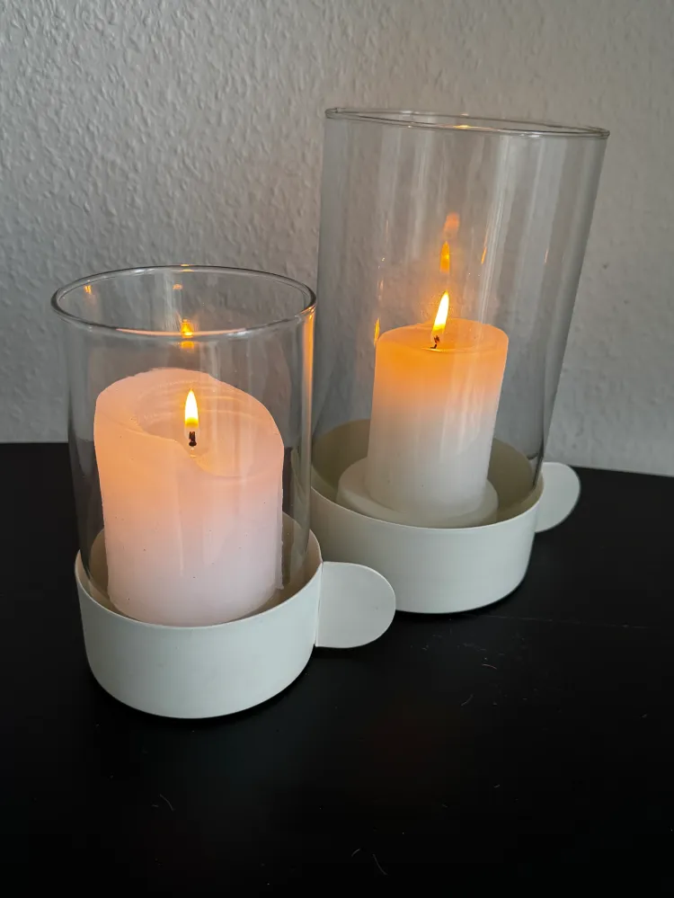 Kerzenhalter aus Glas & Metall vintage Charme Cremeweiß von Exner