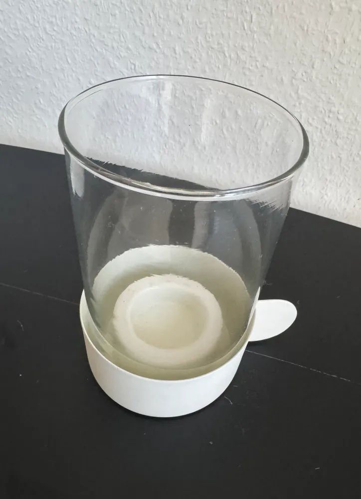 Kerzenhalter aus Glas & Metall vintage Charme Cremeweiß von Exner