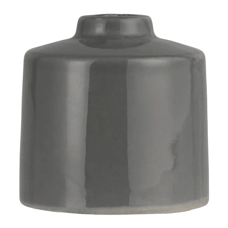 Kerzenhalter aus Keramik für Stabkerzen mit Ø22 mm, Grau, H80/Ø78 mm, Ib Laursen