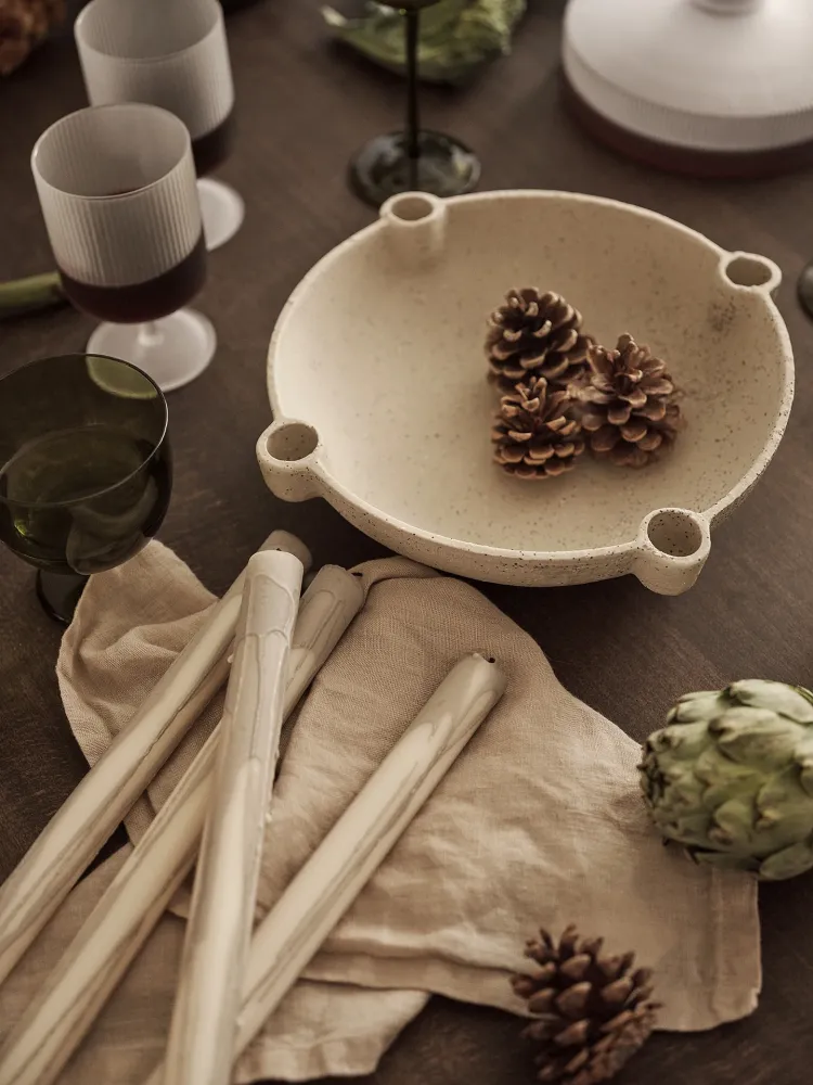 Kerzenhalter BOWL sandfarbene Keramik